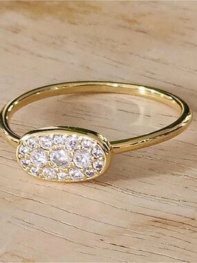 Gold Pavé CZ signet Ring